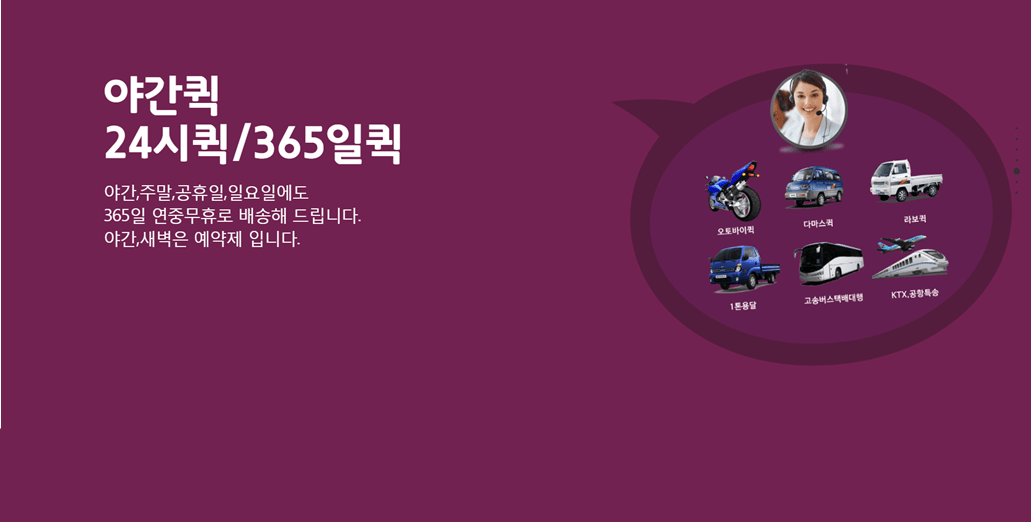 야간퀵 24시퀵 365일퀵